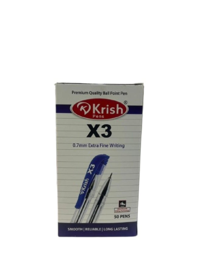 كريش قلم حبر جاف كريش X3 بقبضة حمراء حبر أزرق 0.7 مم كتابة سلسة - Image 1